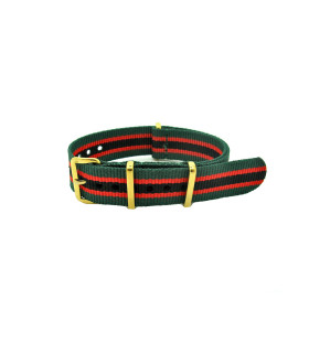 NATO strap Green/Red/Black gold buckles