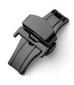 Double folding clasps for leather straps , shiny black PVD