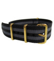 NATO watch strap Black/Grey Gold