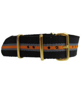 NATO strap Black/Grey/Orange Gold