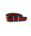 NATO watch strap Blue/Red Gold