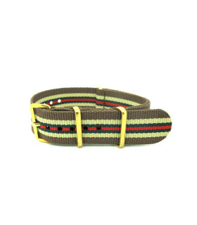 NATO strap Khaki/White/Green/Red Gold