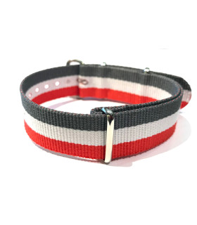 NATO strap Grey/White/Red 